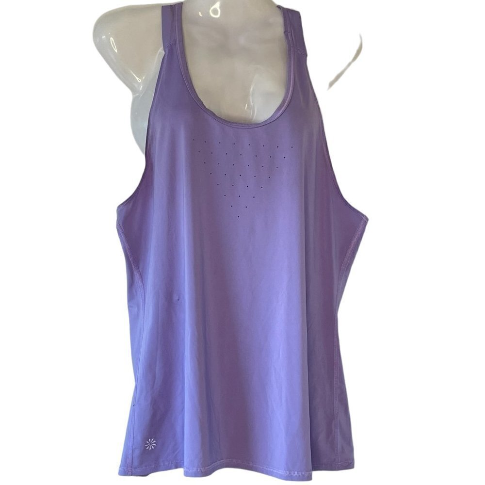 Athleta Racerback Tank Lavender with Perforated Peplum and Scoop Neck Size M